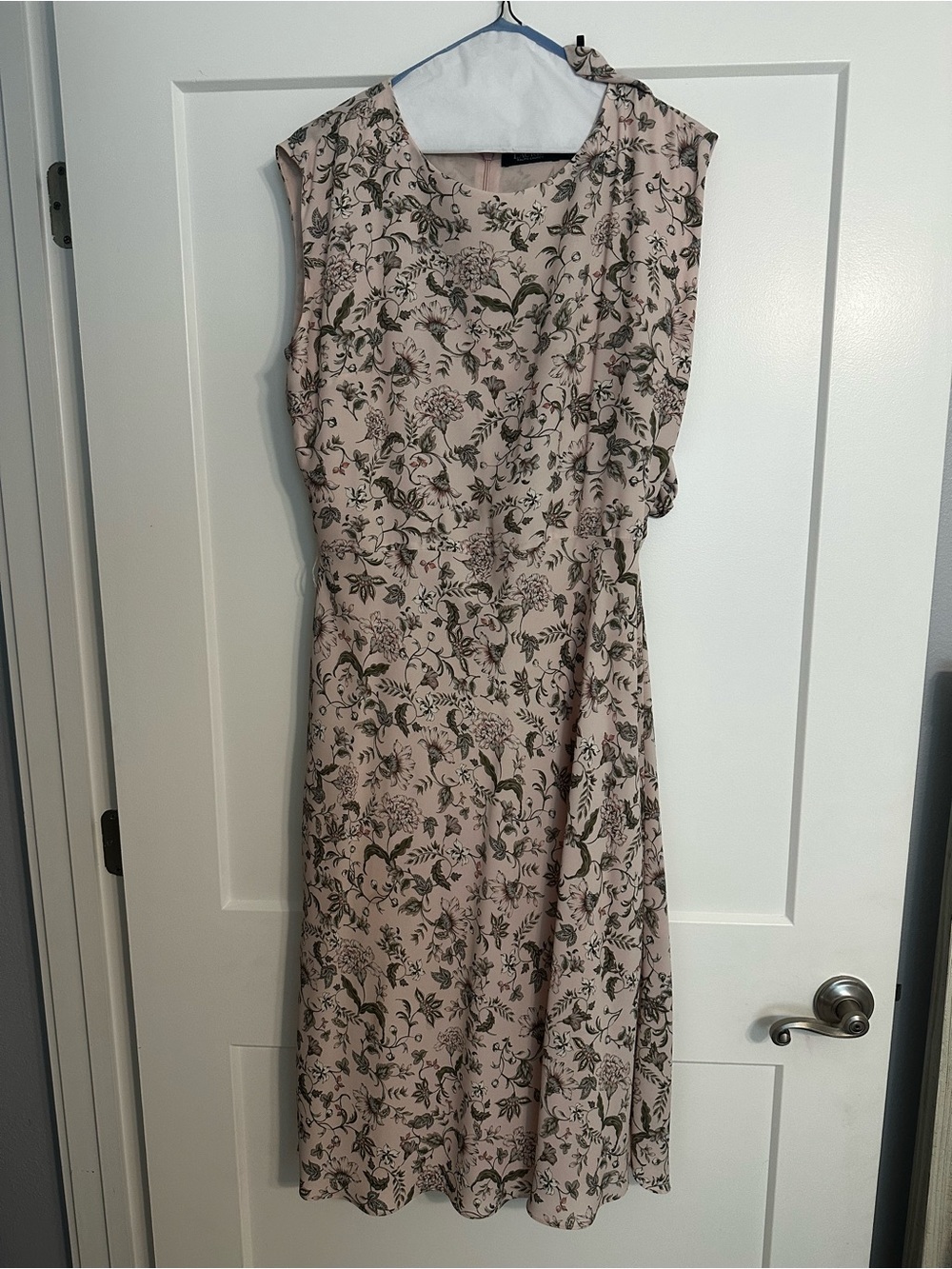 Lauren Ralph Lauren Blush Pink Midi Dress with Olive Floral Print